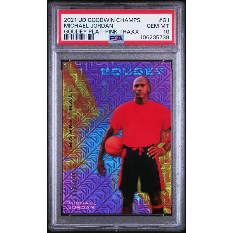 Michael Jordan 2021 Upper Deck Goodwin Champions Pink Traxx #112/299 PSA 10 Gem Mint