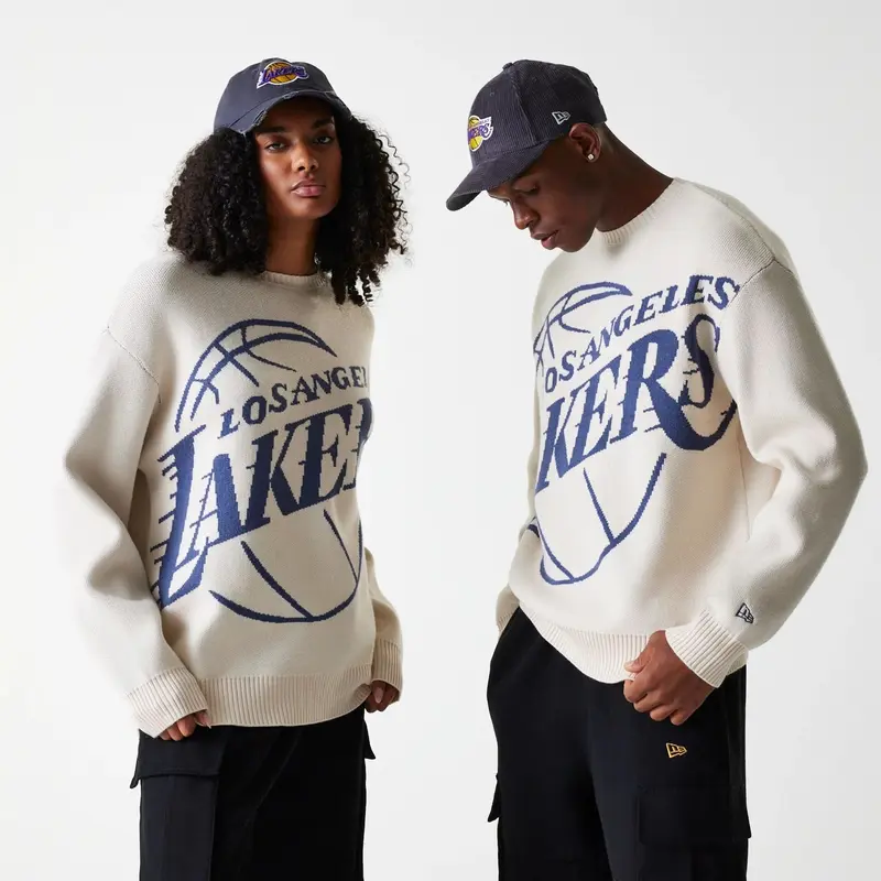 LA Lakers NBA Knit Light Beige Oversized Knit Sweater