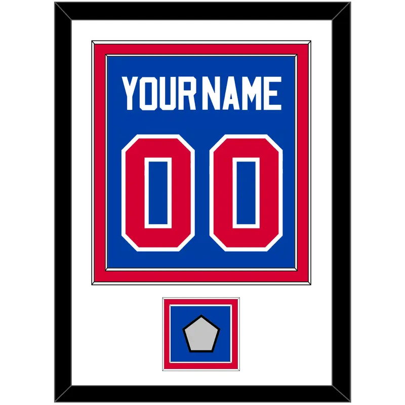 Detroit Name & Number With Champions Patch - Road Blue (1981-1996) - Double Mat 1