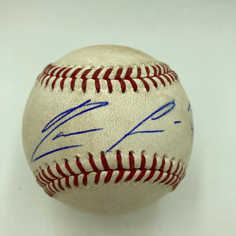 Ronald Acuna Jr. MLB Debut 4-25-18 Signed Game Used Baseball Beckett COA & MLB