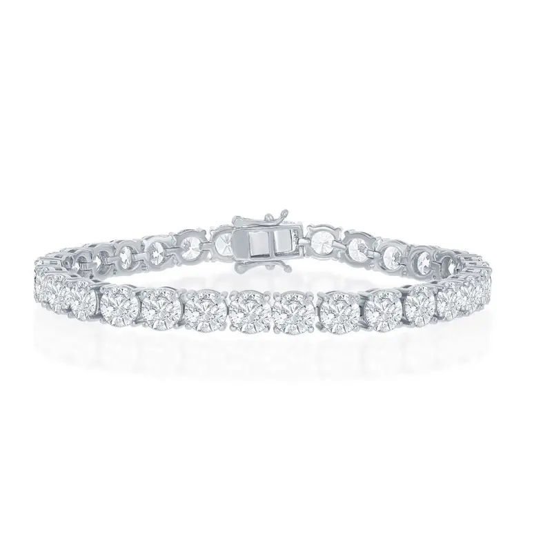 Sterling Silver, 6mm Prong-Set Round CZ, Tennis Bracelet