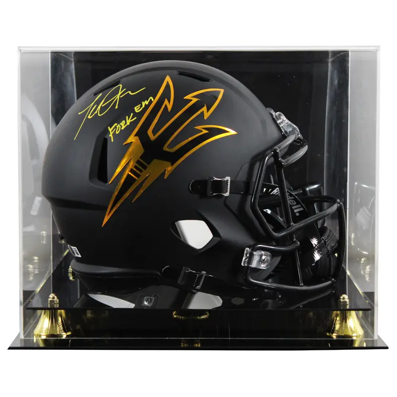 ASU Terrell Suggs "Fork Em" Signed Black F/S Speed Rep Helmet W/ Case BAS Wit