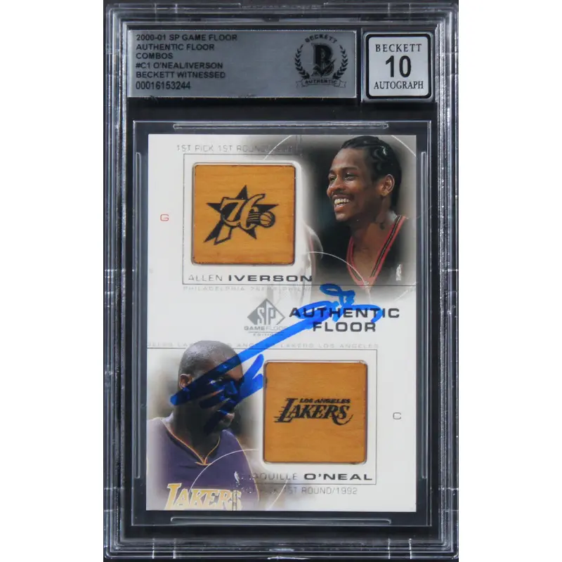 O'Neal & Iverson Signed 2000 SP Game Floor Combos #C1 Card Auto 10! BAS Slab 2