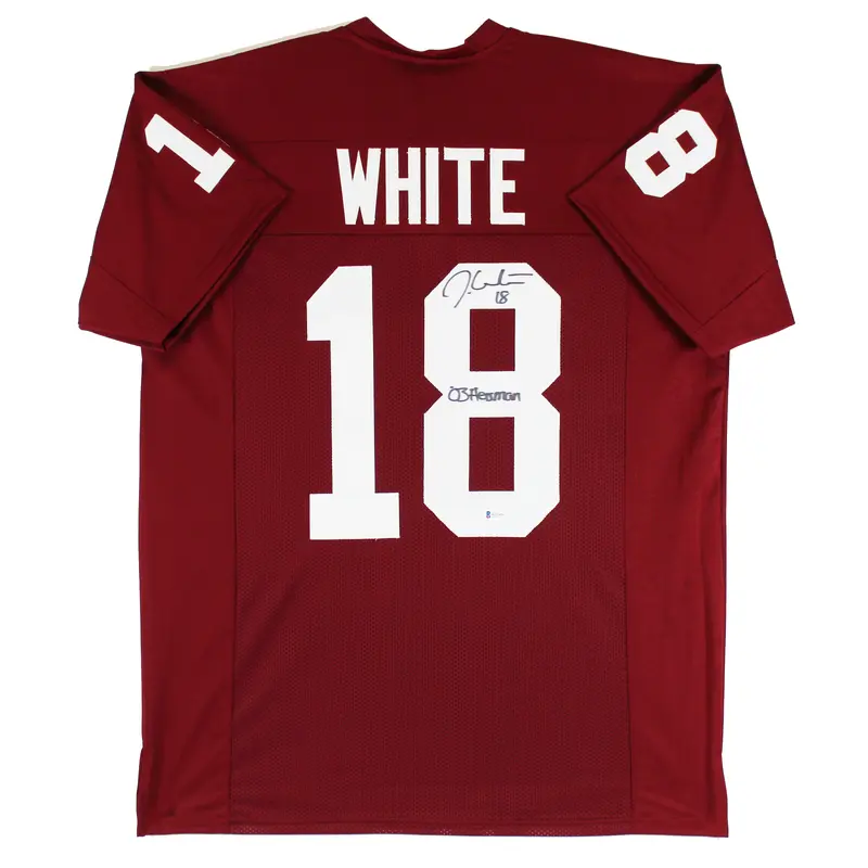 Oklahoma Jason White "Heisman 03" Signed Maroon Pro Style Jersey BAS Witnessed