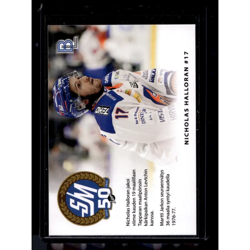2024-25 Blueline Tappara Team Set - Match Card - Nicholas Halloran #3