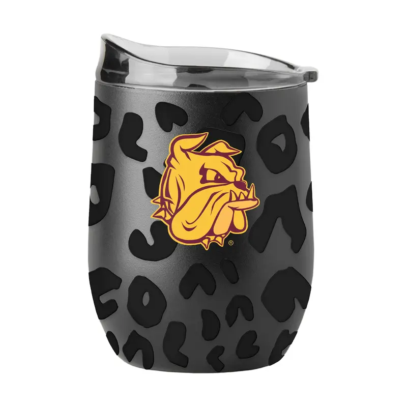 Minnesota Duluth Leopard 16oz Black Powdercoat Curved Beverage