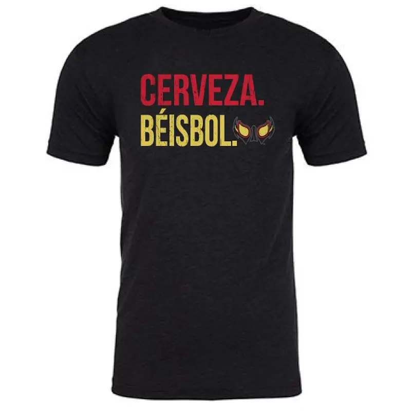 108 Stitches Black Cerveza Beisbol Luchadores "Eyes" T-Shirt