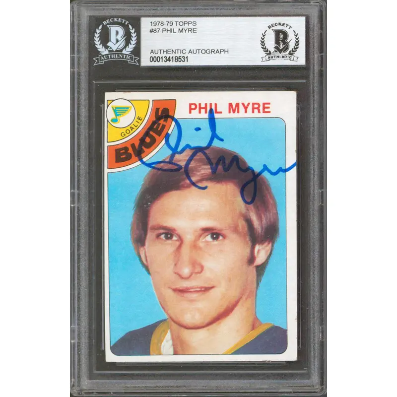 Blues Phil Myre Authentic Signed 1978 Topps #87 Card Autographed BAS Slabbed