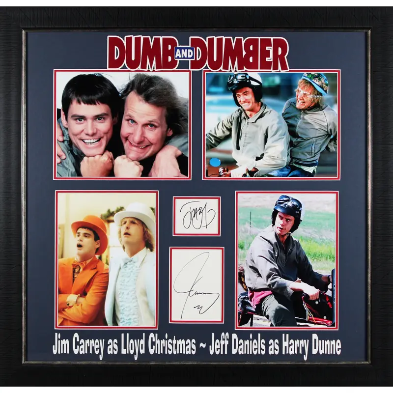 Jim Carrey & Jeff Daniels Dumb and Dumber Signed Framed Display BAS #AE13551