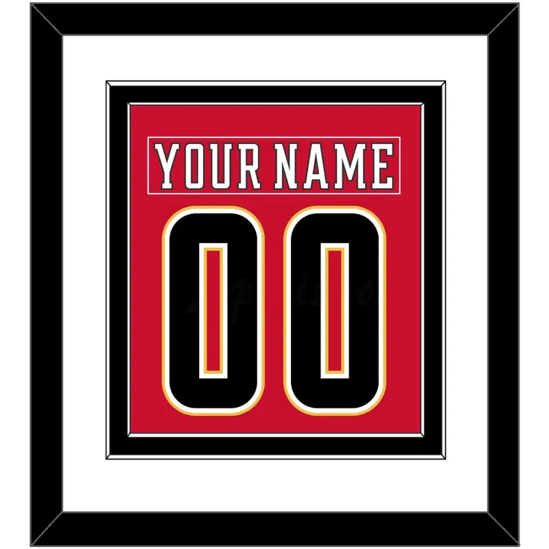 Calgary Nameplate & Number (Back) Combined - Home Red (2017-2020) - Double Mat 2