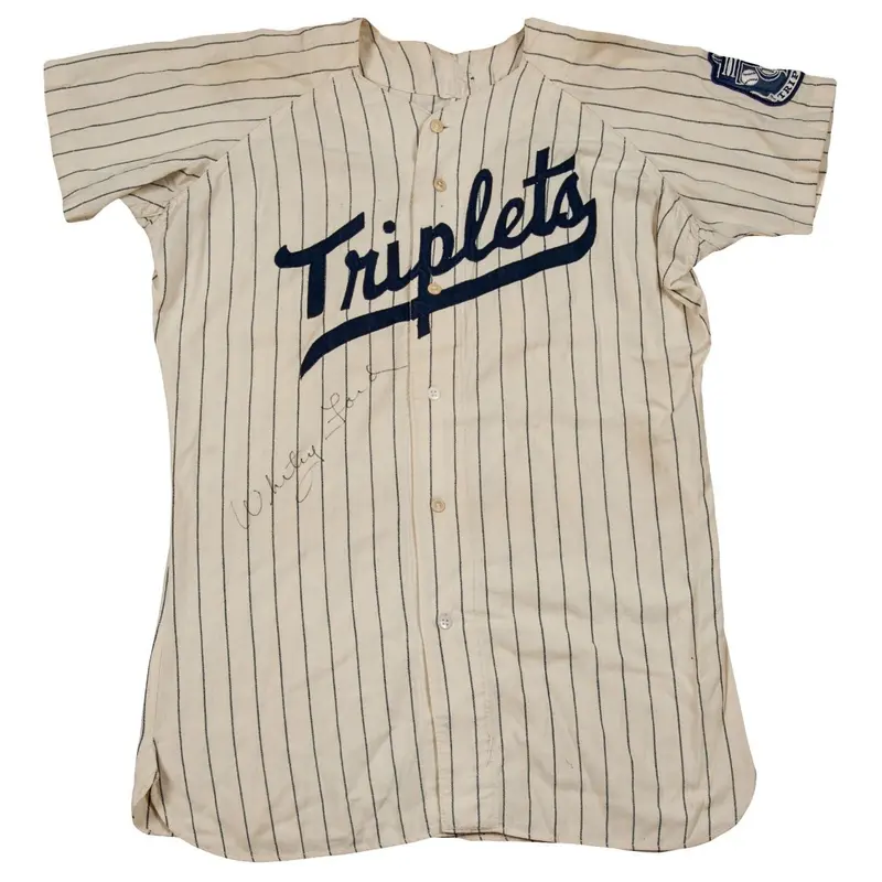 1949 Whitey Ford Signed Binghampton Yankees Minor League Game Used Jersey JSA