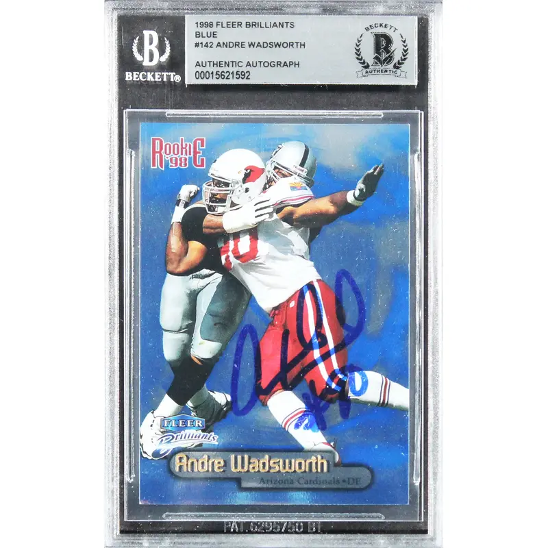 Cardinals Andre Wadsworth Signed 1998 Fleer Brilliants Blue #142 Card BAS Slab 2