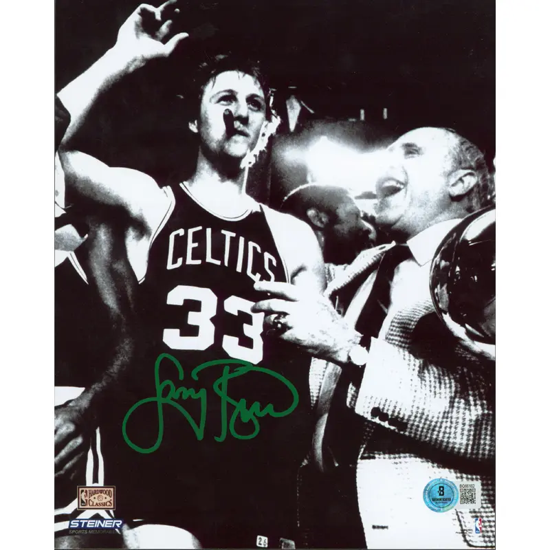 Celtics Larry Bird Authentic Signed 8x10 Vertical Black & White Photo BAS