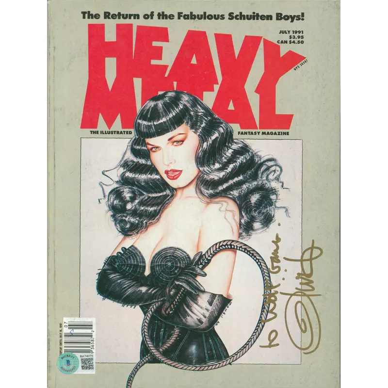 Olivia De Berardinis Signed July 1991 Heavy Metal Magazine BAS #BA74079