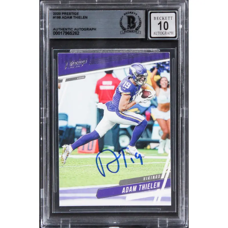 Vikings Adam Thielen Signed 2020 Prestige #198 Card Auto Graded 10! BAS Slabbed