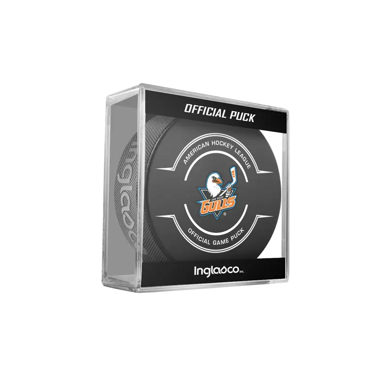 AHL San Diego Gulls 2024-25 Official Game Hockey Puck In Cube