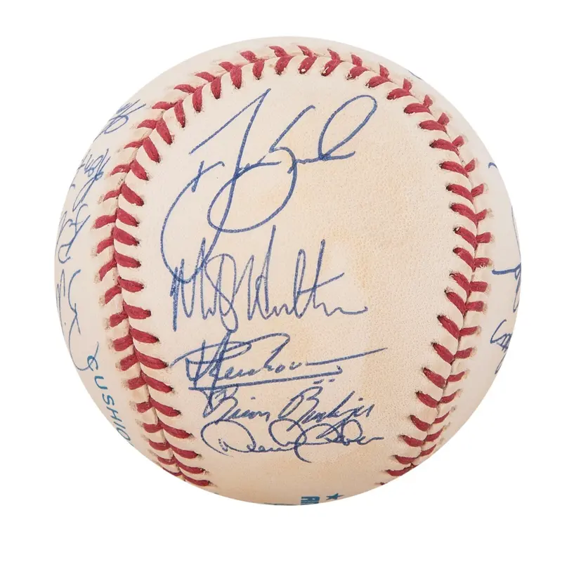 Derek Jeter Pre Rookie 1995 Columbus Clippers Team Signed Baseball Beckett COA