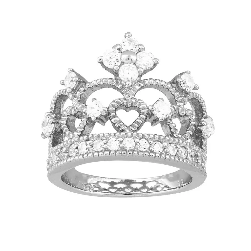 Sterling Silver Crown Shaped CZ Ring
