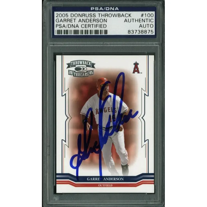 Angels Garret Anderson Signed Card 2005 Donruss Throwback #100 PSA/DNA Slabbed