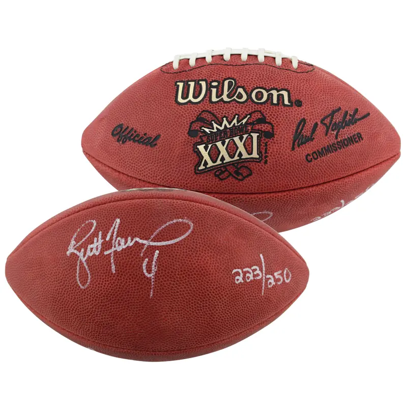 Brett Favre & Drew Bledsoe Signed SB XXXI Nfl Football LE #223/250 BAS #AB76873