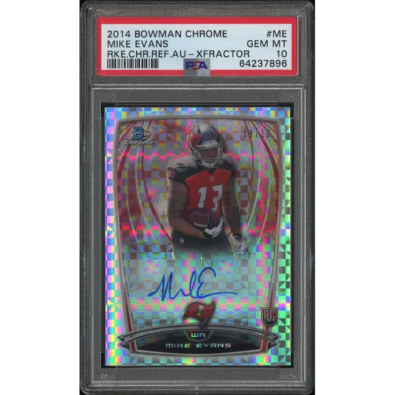Mike Evans 2014 Bowman Chrome Rookie Xfractor Auto #9/10 PSA 10 Gem Mint