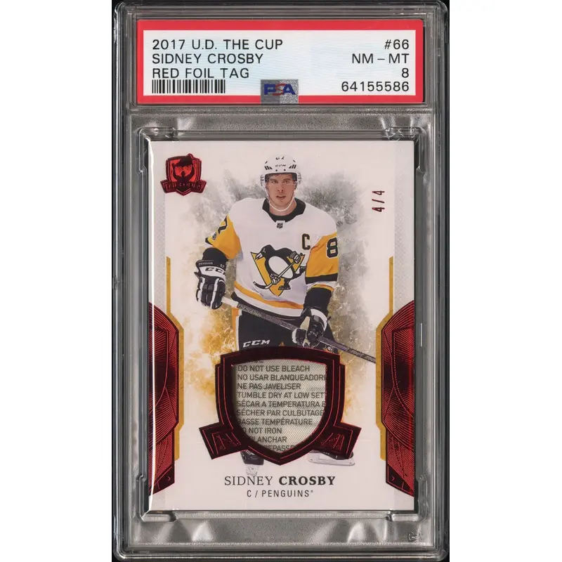 Sidney Crosby 2017 Upper Deck The Cup Red Foil Tag #4/4 PSA 8 Nm-Mint