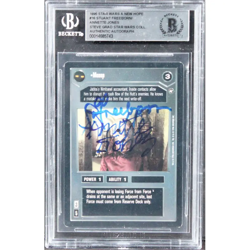 Star Wars (2) Freeborn & Jones Signed 1996 A New Hope #16 Card BAS Slabbed