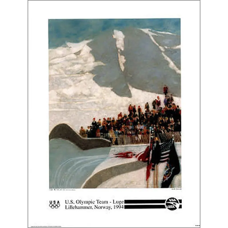 US Olympic LUGE Team - Lillehammer 1994 Olympics - Official Poster - Fine Art Ltd.