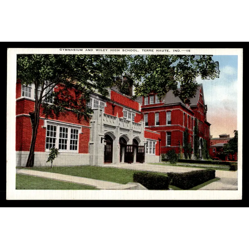 Vintage Terre Haute Wiley HS Gymnasium Postcard