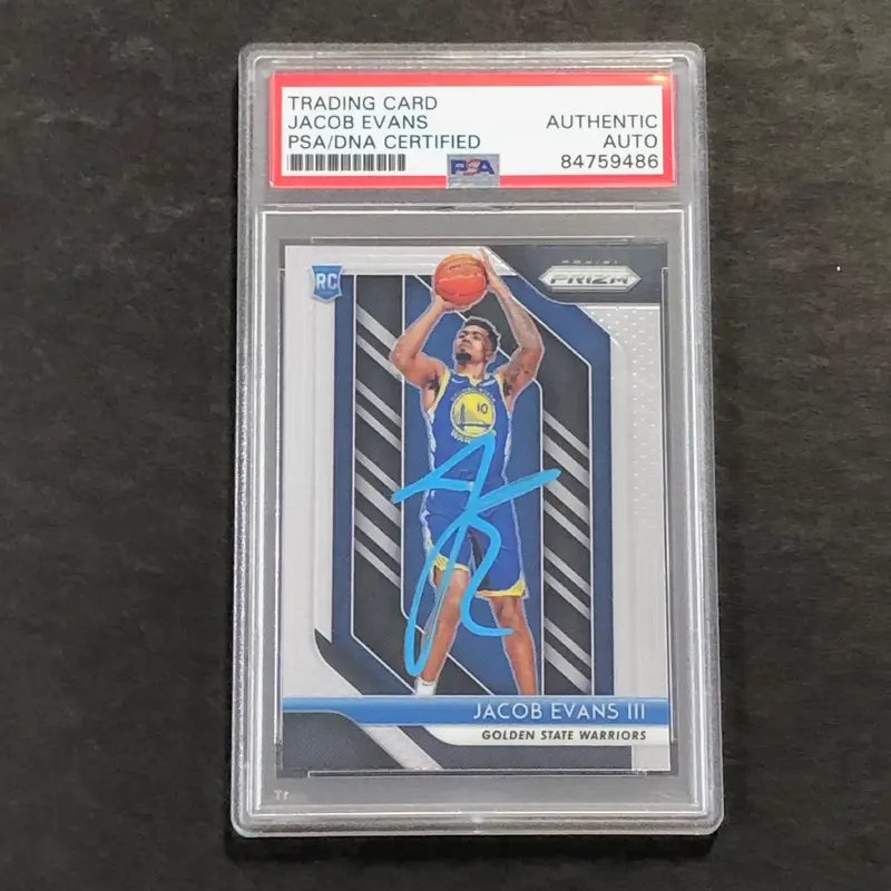 2018-19 Panini Prizm #212 Jacob Evans Signed Rookie Card AUTO PSA Slabbed RC Warriors