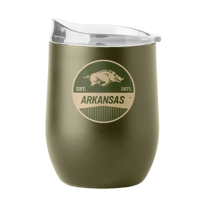 Arkansas 16oz Badge Powder Coat Curved Beverage
