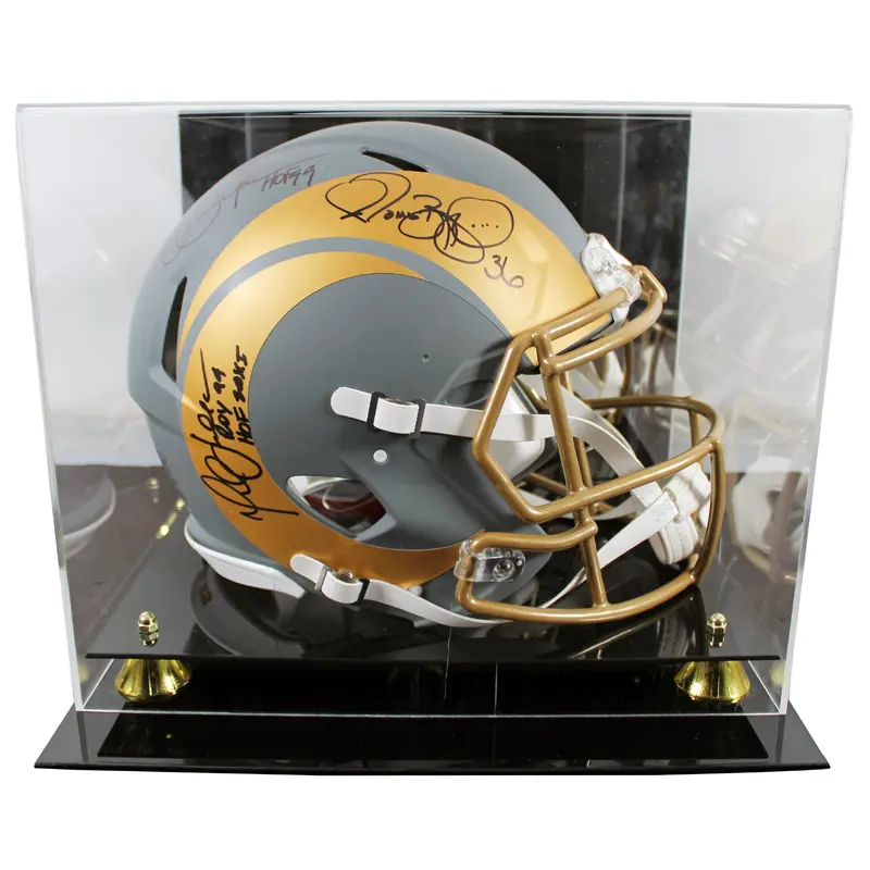 (3) Bettis, Dickerson, & Faulk Signed Slate F/S Speed Proline Helmet w/ Case BAS