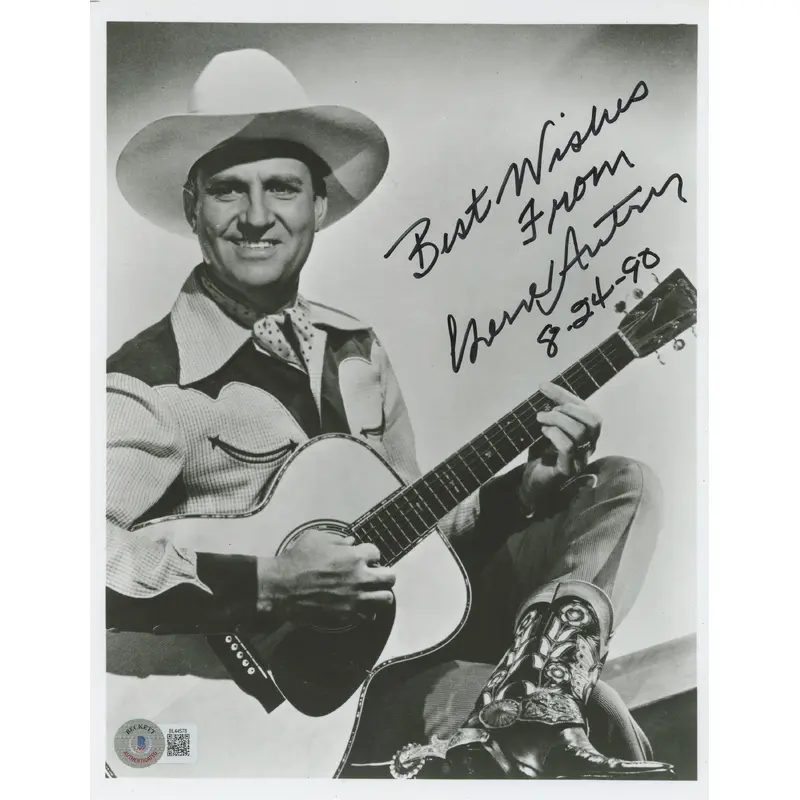 Gene Autry The Old Corral "Best Wishes From" Signed 8x10 Photo BAS #BL44578