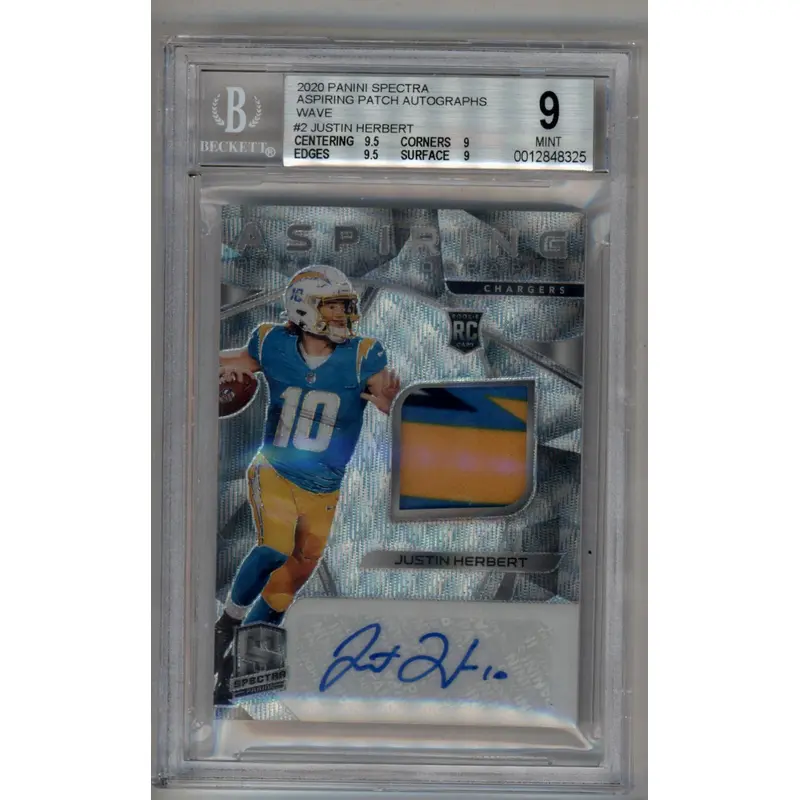 Justin Herbert 2020 Spectra Aspiring Patch Auto Wave 19/25 BGS 9 Mint
