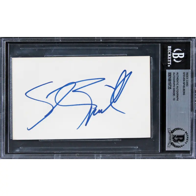 Steven Spielberg Jaws Authentic Signed 3x5 Index Card Auto Grade 10! BAS Slabbed