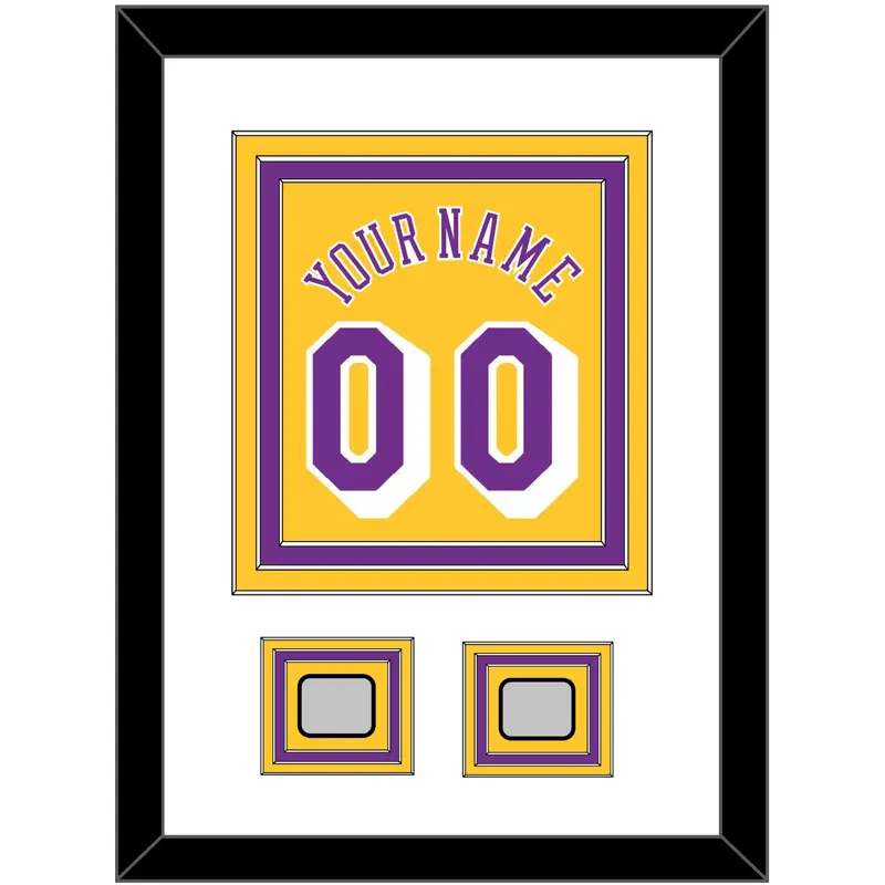 Los Angeles Name & Number With 2 Champions Patches - Home Yellow (1978-1997) - Triple Mat 1