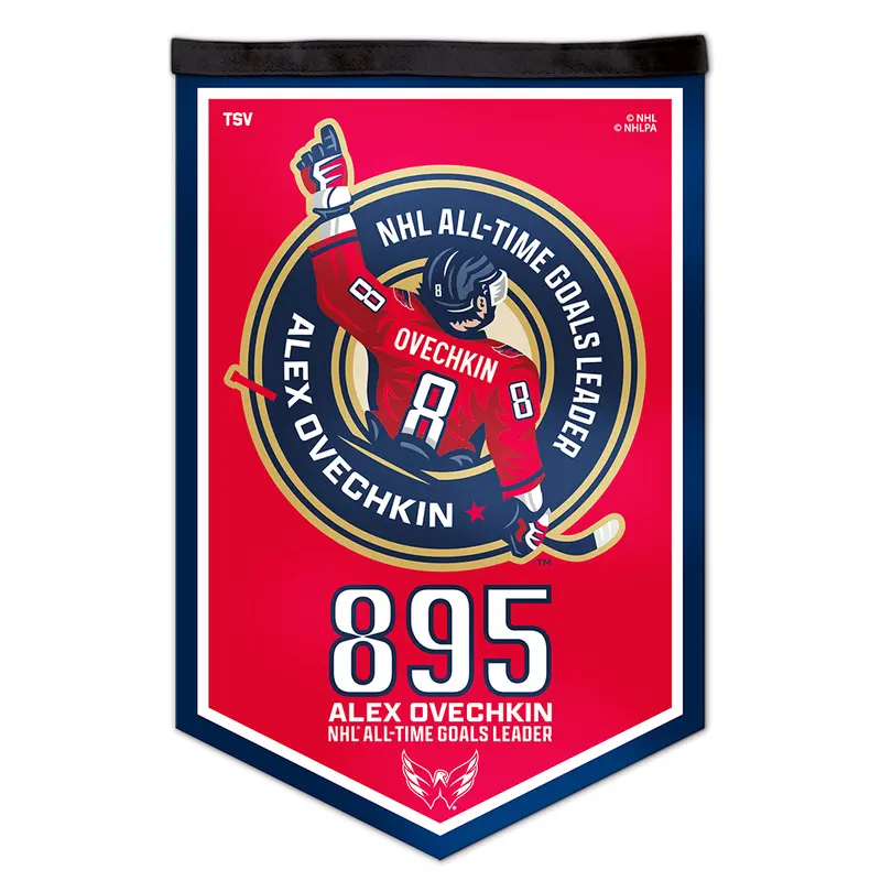 NHLPA Alex Ovechkin Washington Capitals 895 All-Time Goals Leader 12 x 18 Banner
