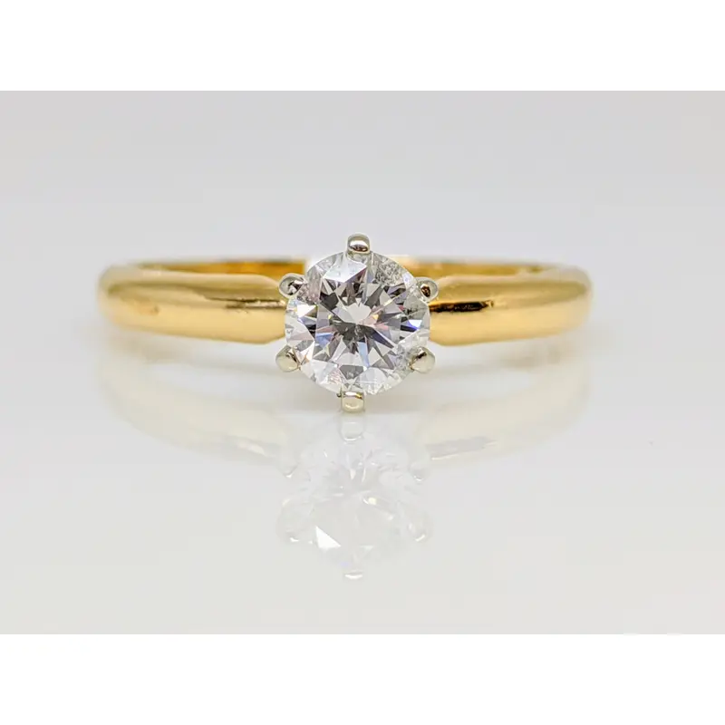 14K .40 CARAT TOTAL SI2 H DIAMOND ROUND SOLITAIRE ESTATE RING 2.1 GRAMS