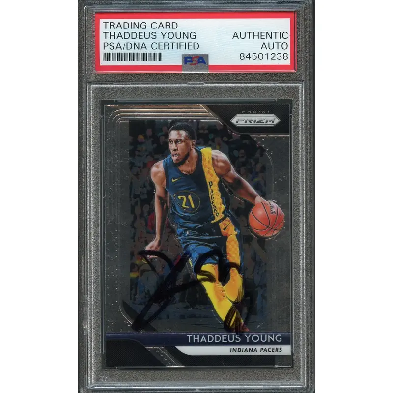 2018-19 Panini Prizm Black #154 Thaddeus Young Signed Card AUTO PSA Slabbed Pacers
