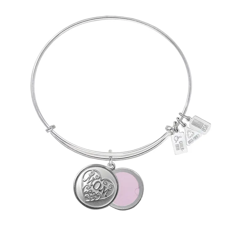 Mom (Filigree Heart) Slide Locket Charm Bangle