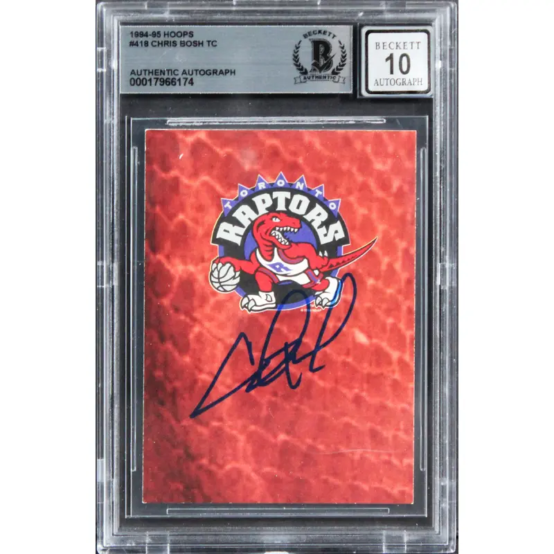 Raptors Chris Bosh Signed 1994 Hoops #418 Card Auto Graded Mint 10! BAS Slabbed