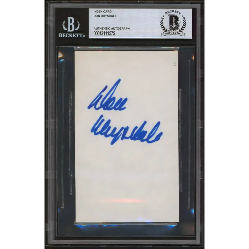 Dodgers Don Drysdale Authentic Signed 3x5  Index Card Autographed BAS Slabbed