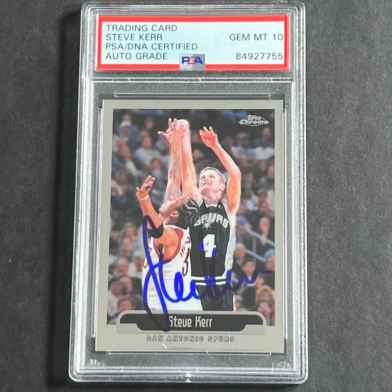 2000-01 Topps Chrome #226 Steve Kerr Signed Card Auto 10 PSA Slabbed Spurs