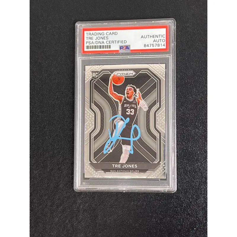 2020-21 Panini Prizm RC #291 Tre Jones Signed Card AUTO PSA/DNA Slabbed RC Spurs