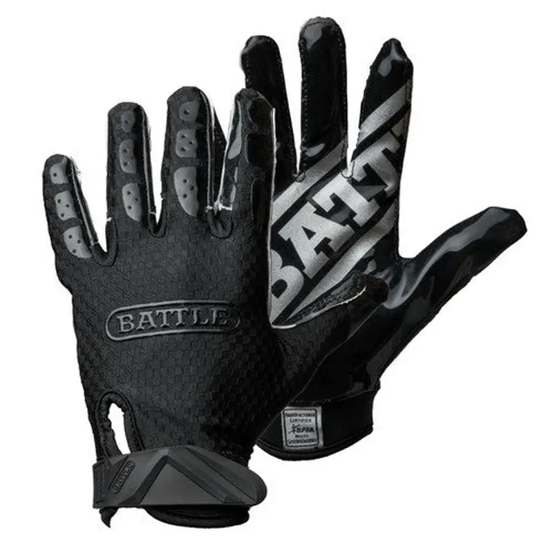 New Battle Triple Threat Receiver Football Gloves-Black- Adult Size XXL