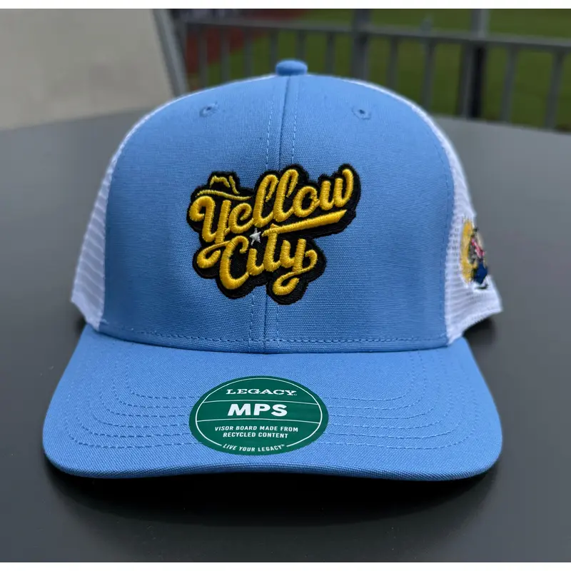 Amarillo Sod Poodles Yellow City Pigweeds Blue YC Script Trucker