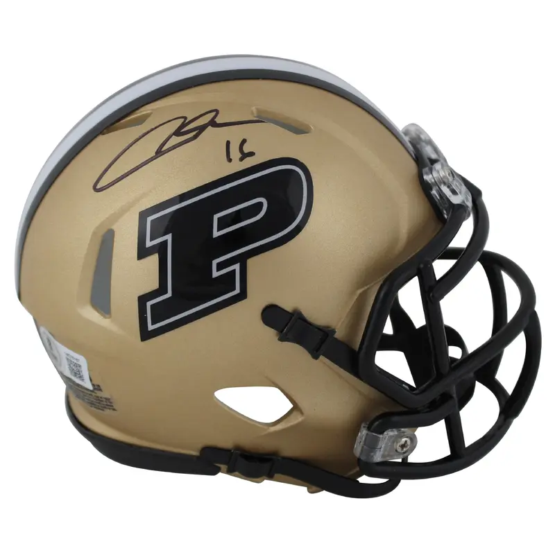 Purdue Aidan O'Connell Signed Gold Speed Mini Helmet BAS Witnessed #1W376167
