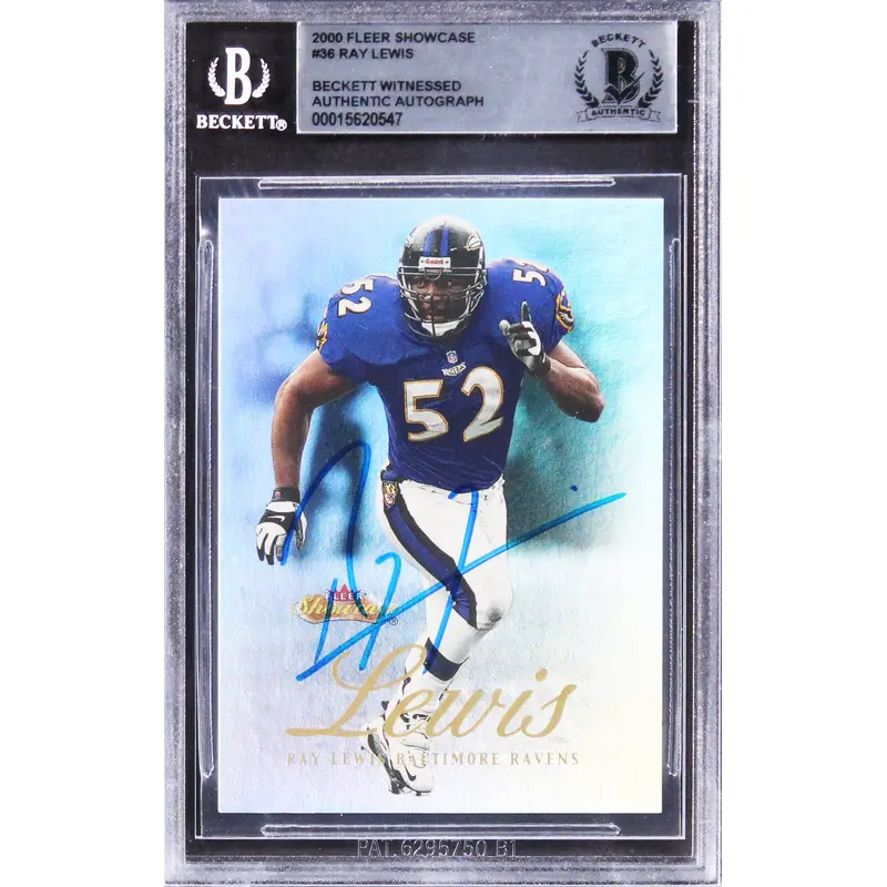 Ravens Ray Lewis Authentic Signed 2000 Fleer Showcase #36 Card BAS Slabbed