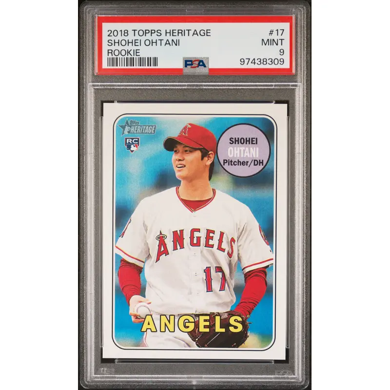 Shohei Ohtani 2018 Topps Heritage Rookie #17 Action PSA 9 Mint