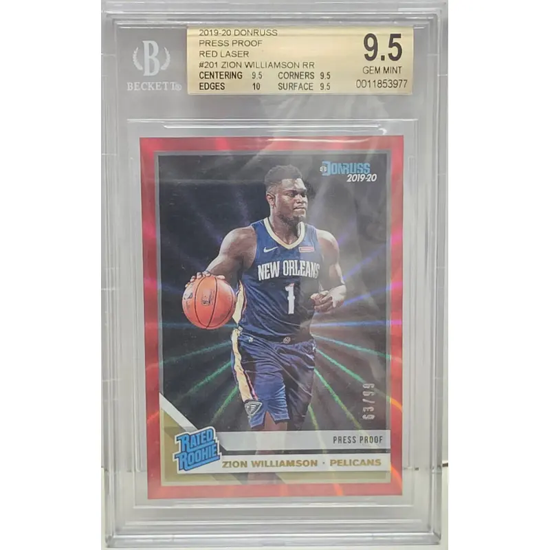 Zion Williamson 2019 Donruss Red Laser Press Proof #63/99 BGS 9.5 Gem Mint